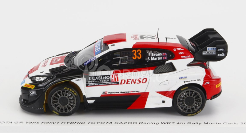 Spark-model Toyota Yaris Gr Hybrid Rally1 Team Toyota Gazoo Racing Wrt N 33 4th Rally Montecarlo 2023 E.evans - S.martin 1:43 Bílá Červená Černá