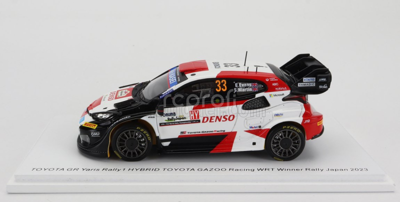 Spark-model Toyota Yaris Gr Hybrid Rally1 Team Toyota Gazoo Racing Wrt N 33 Winner Rally Japan 2023 Elfyn Evans - Scott Martin 1:43 Bílá Červená Černá
