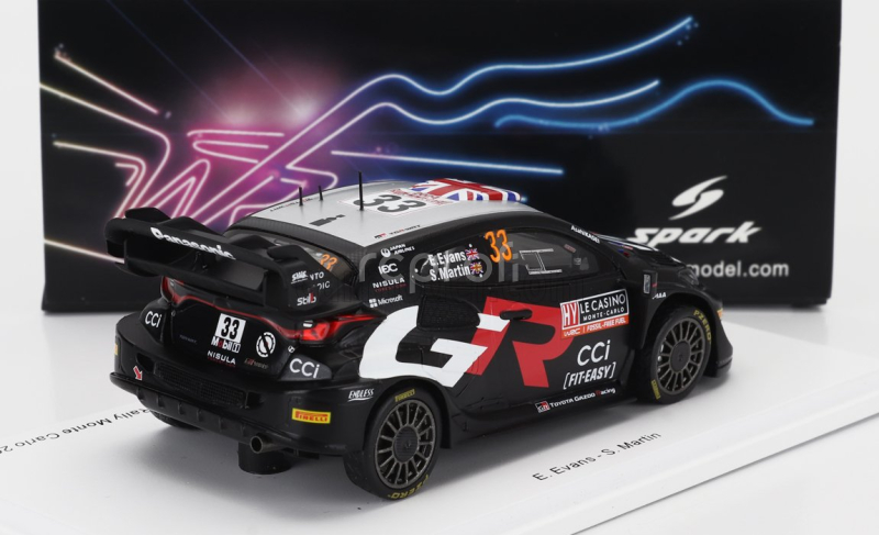 Spark-model Toyota Yaris Gr Rally1 Hybrid Team Toyota Gazoo Racing Wrt N 33 3rd Rally Montecarlo 2024 Elfyn Evans - Martin Scott 1:43 Černá Bílá