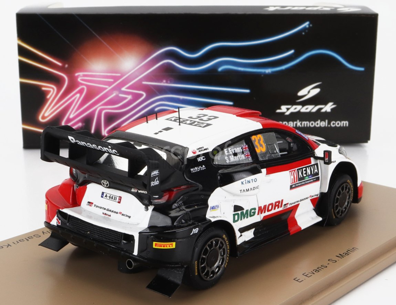 Spark-model Toyota Yaris Gr Rally1 Team Toyota Gazoo Racing Wrt N 33 2nd Rally Safari Kenya 2022 E.evans - S.martin 1:43 Bílá Červená