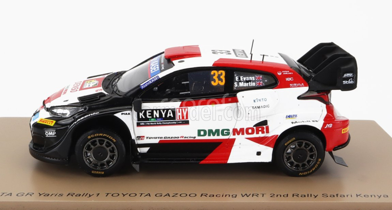 Spark-model Toyota Yaris Gr Rally1 Team Toyota Gazoo Racing Wrt N 33 2nd Rally Safari Kenya 2022 E.evans - S.martin 1:43 Bílá Červená