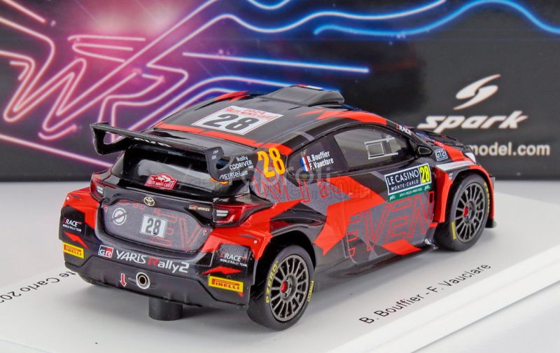 Spark-model Toyota Yaris Gr Rally2 Team Erace Racing N 28 Rally Montecarlo 2024 Bryan Bouffier - Frederic Vauclare 1:43 Stříbrná Červená Černá