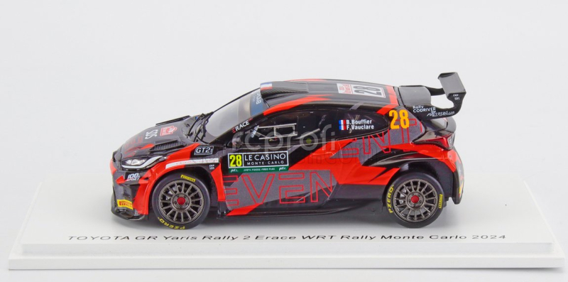 Spark-model Toyota Yaris Gr Rally2 Team Erace Racing N 28 Rally Montecarlo 2024 Bryan Bouffier - Frederic Vauclare 1:43 Stříbrná Červená Černá