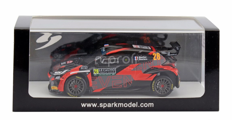 Spark-model Toyota Yaris Gr Rally2 Team Erace Racing N 28 Rally Montecarlo 2024 Bryan Bouffier - Frederic Vauclare 1:43 Stříbrná Červená Černá