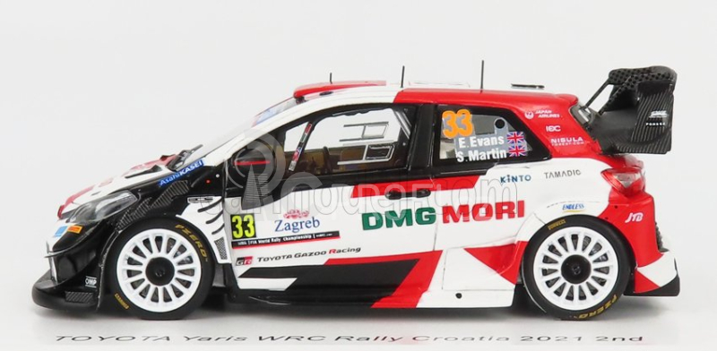 Spark-model Toyota Yaris Wrc N 33 2nd Rally Croatia 2021 E.evans - S.martin 1:43 Bílá Červená Černá