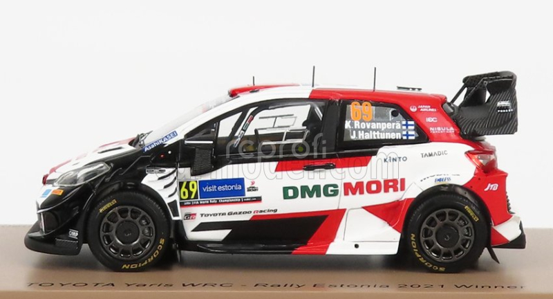 Spark-model Toyota Yaris Wrc Team Toyota Gazoo Racing Wrt N 69 Winner Rally Estonia 2021 K.rovanpera - J.halttunen 1:43 Bílá Červená Černá