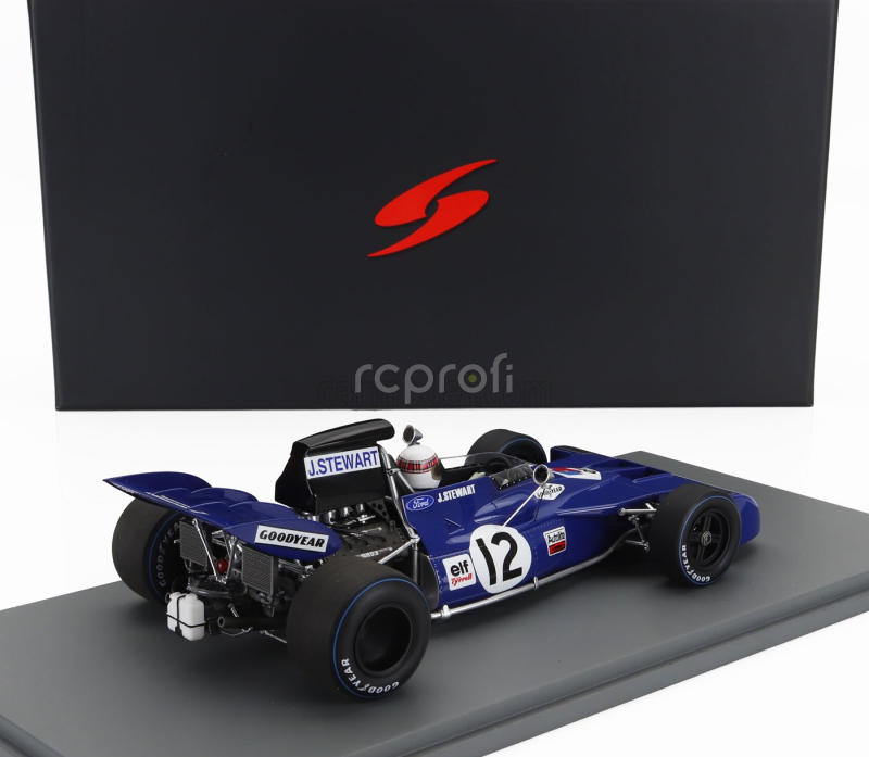 Spark-model Tyrrell F1  003 N 12 Winner Britsh Gp 1971 Jackie Stewart 1:18 Blue