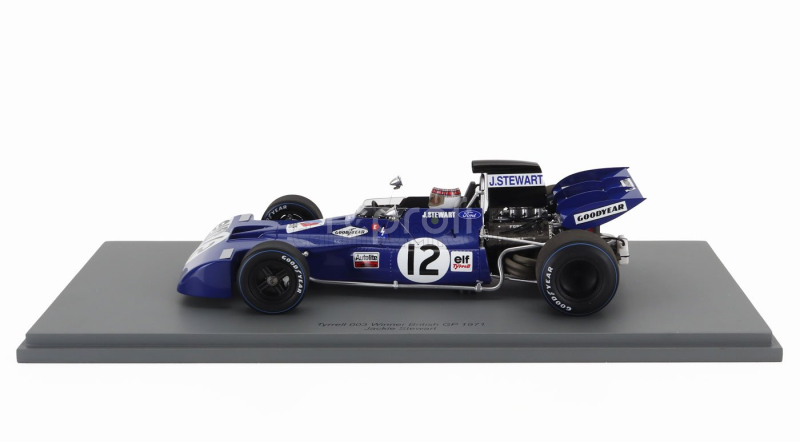 Spark-model Tyrrell F1  003 N 12 Winner Britsh Gp 1971 Jackie Stewart 1:18 Blue
