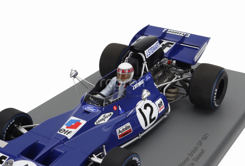 Spark-model Tyrrell F1  003 N 12 Winner Britsh Gp 1971 Jackie Stewart 1:18 Blue