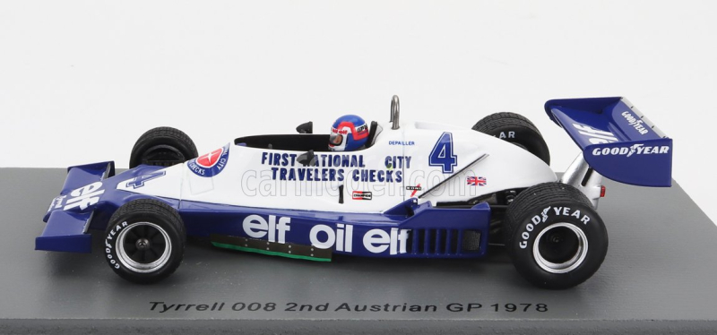 Spark-model Tyrrell F1  008 N 4 2nd Austrian Gp 1978 P.depailler 1:43 Modrá Bílá