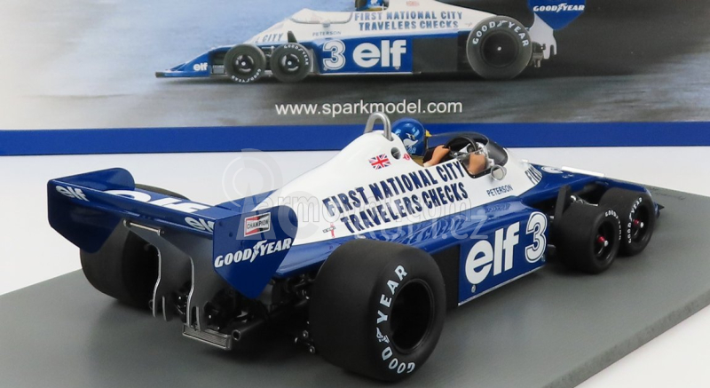 Spark-model Tyrrell F1  P34 Elf N 3 6th Italian Gp Monza 1977 R.peterson 1:18 Modrá Bílá