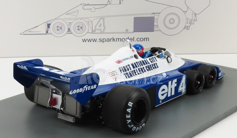 Spark-model Tyrrell F1  P34 Elf N 4 3rd South African Gp 1977 P.depailler 1:18 Modrá Bílá