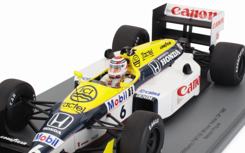 Spark-model Williams F1  Fw11b Honda N 6 World Champion Winner Gp Monza Italy 1987 Nelson Piquet 1:18 Modrá Žlutá Bílá