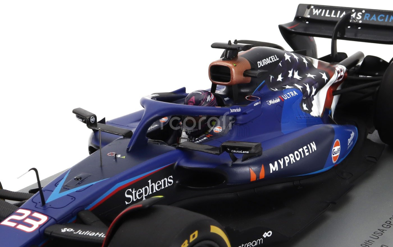 Spark-model Williams F1  Fw45 Team Williams Racing Gulf N 23 Austin Usa Gp 2023 Alexander Albon 1:18 Blue