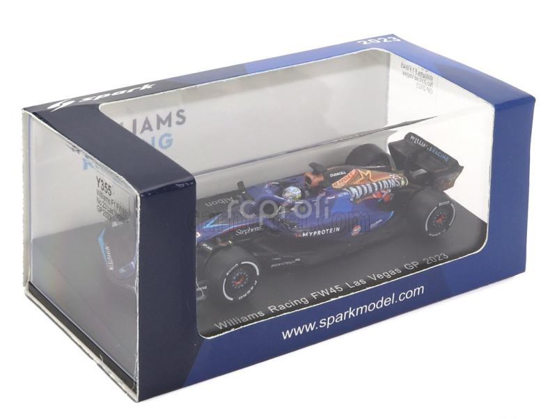 Spark-model Williams F1  Fw45 Team Williams Racing Gulf N 23 Las Vegas Usa Gp 2023 Alexander Albon 1:64 Modrá Černá Zlatá
