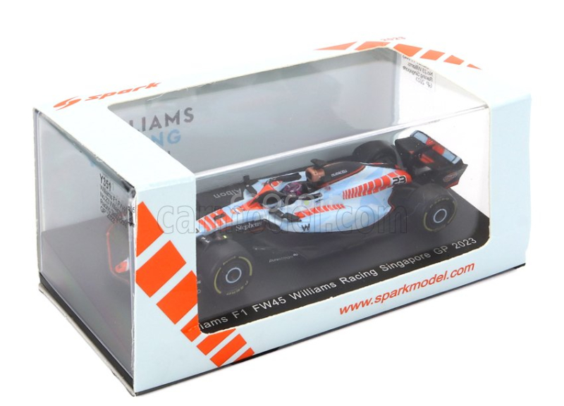 Spark-model Williams F1  Fw45 Team Williams Racing Gulf N 23 Singapore Gp 2023 Alexander Albon 1:64 Světle Modrá