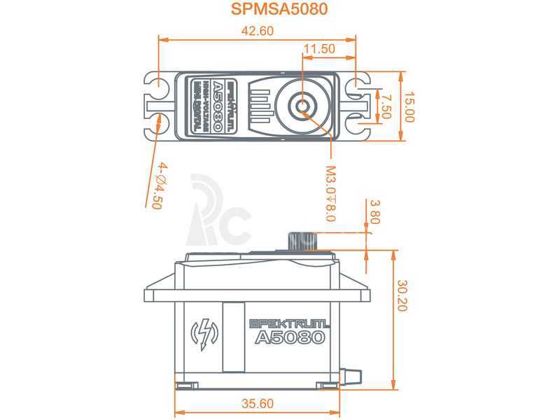 Spektrum servo A5080 9.4kg.cm 0.094s/60° MT/HS Min