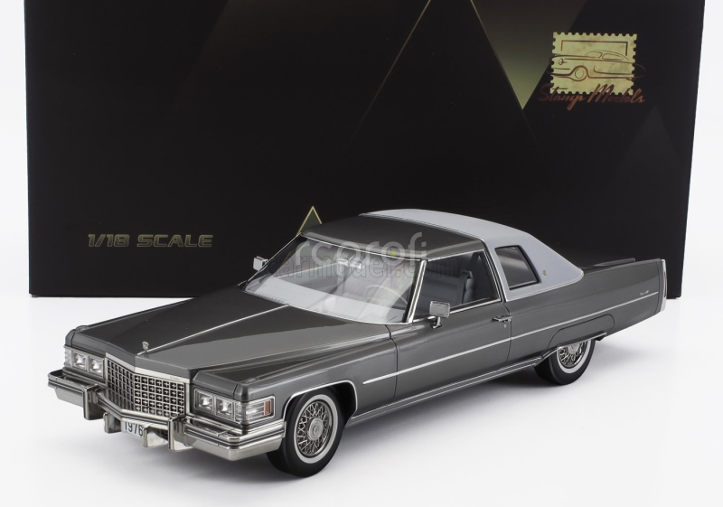 Stamp-models Cadillac Coupe De Ville 1976 1:18 Šedá Bílá
