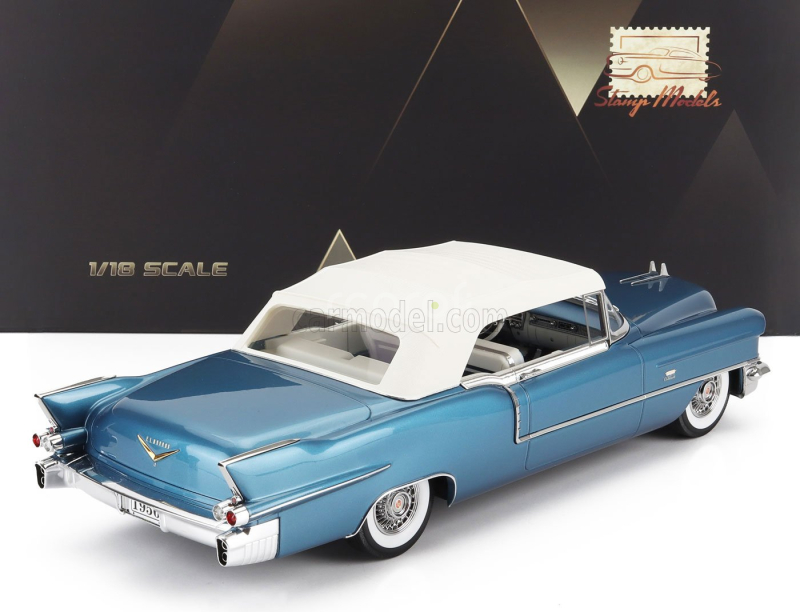 Stamp-models Cadillac Eldorado Biarritz Cabriolet Closed 1956 1:18 Bahama Blue