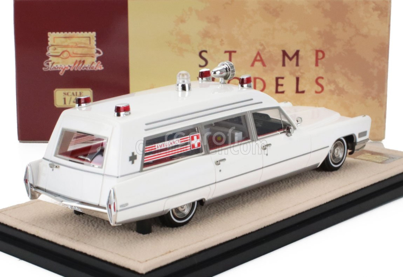 Stamp-models Cadillac Miller Meteor Ambulance 1968 1:43 Bílá