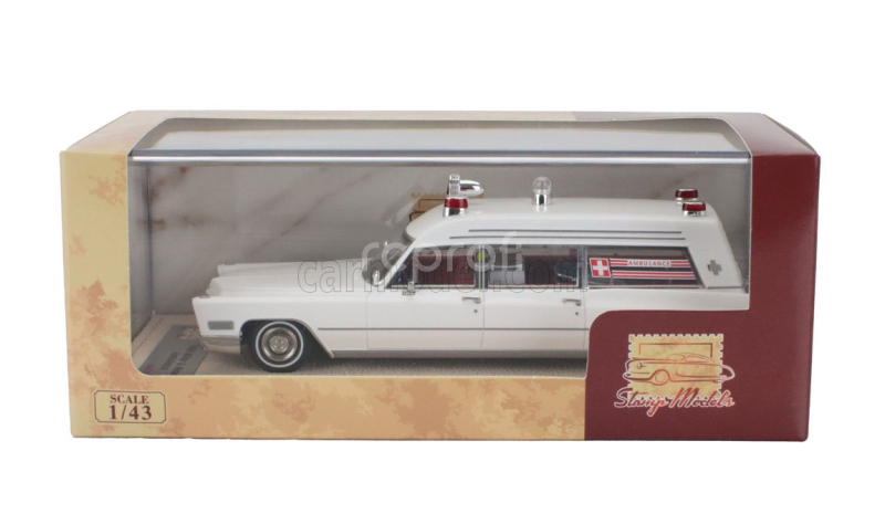 Stamp-models Cadillac Miller Meteor Ambulance 1968 1:43 Bílá