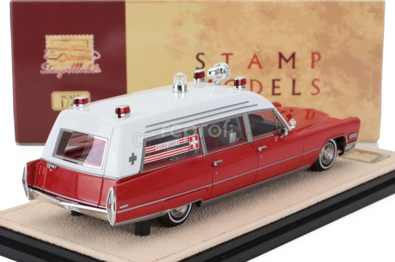 Stamp-models Cadillac Miller Meteor Ambulance 1968 1:43 Červená Bílá