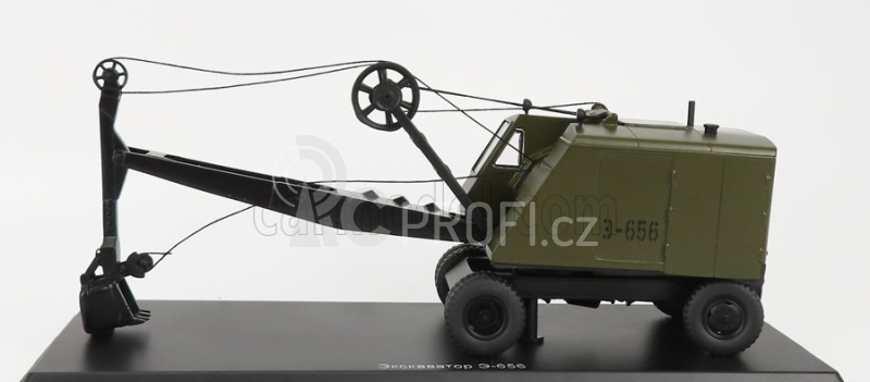 Start scale models Bagger E-656 Escavatore Gommato - Tractor Excavator 1:43 Vojenská Zelená