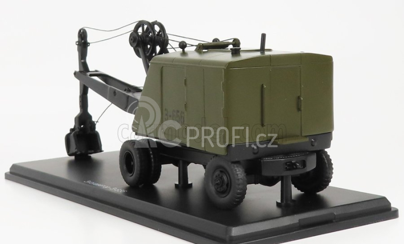 Start scale models Bagger E-656 Escavatore Gommato - Tractor Excavator 1:43 Vojenská Zelená
