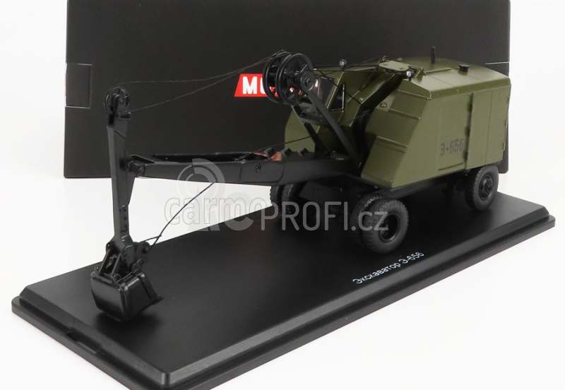 Start scale models Bagger E-656 Escavatore Gommato - Tractor Excavator 1:43 Vojenská Zelená