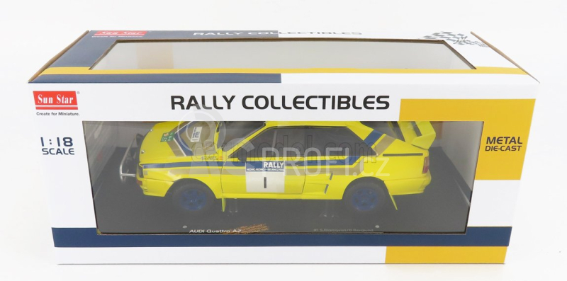 Sun-star Audi Quattro (night Version) N 1 Winner Rally Hong Kong-beijing 1986 Stig Blomqvist - Bruno Berglund 1:18 Žlutá Modrá