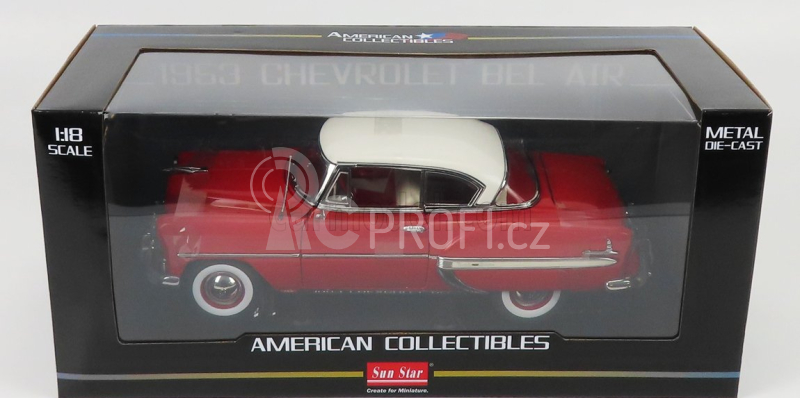 Sun-star Chevrolet Bel Air Coupe 1953 1:18 Červená Bílá