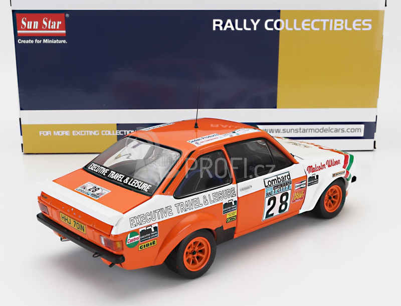Sun-star Ford england Escort Mkii Rs 1800 (night Version) Castrol N 28 Rally Rac Lombard 1978 Malcolm Wilson - Ron Palmer 1:18 Bílá Oranžová