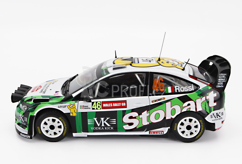 Sun-star Ford england Focus Rs Wrc Stobart N 46 Rally Wales Gb 2008 Valentino Rossi - Carlo Cassina 1:18 Bílá Zelená Modrá