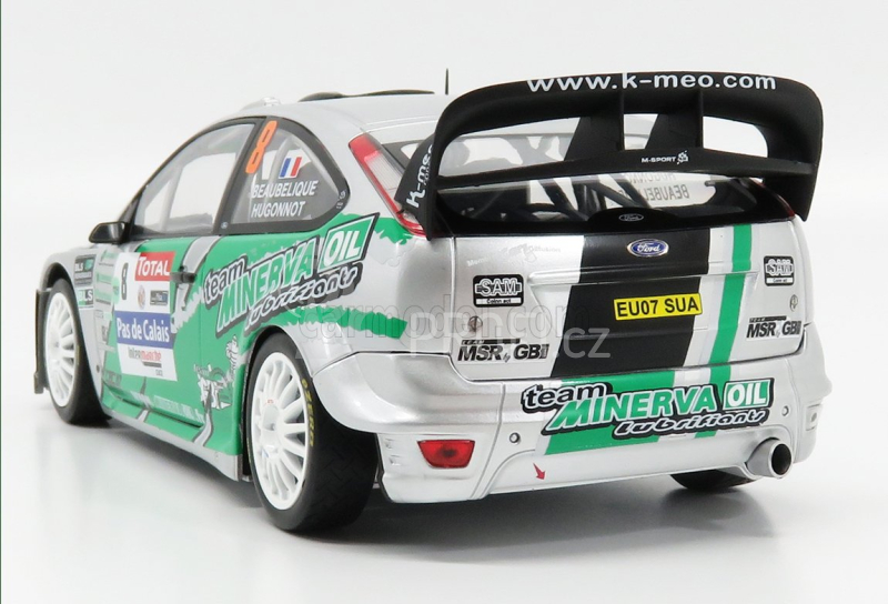 Sun-star Ford england Focus Rs Wrc08 N 8 Rally Du Touquet 2012 J.c.beaubelique - Higonnot 1:18 Stříbrná Zelená