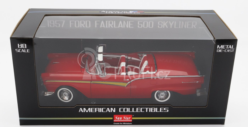 Sun-star Ford usa Fairlane 500 Skyliner Cabriolet Open 1957 1:18 Flame Red