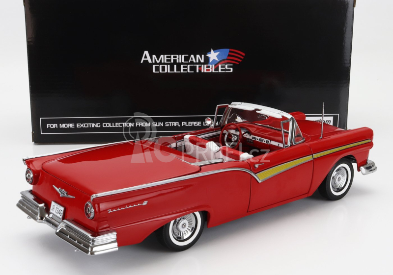 Sun-star Ford usa Fairlane 500 Skyliner Cabriolet Open 1957 1:18 Flame Red