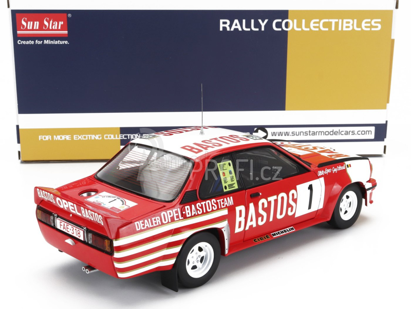 Sun-star Opel Ascona 400 Rally Bastos N 1 2nd Rally Circuit Des Ardennes 1983 Guy Colsoul - Alain Lopes 1:18 Červená Bílá
