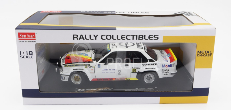 Sun-star Opel Ascona 400 Rally (night Version) N 2 Winner Rally Costa Brava 1982 Tony Fassina - Rudy 1:18 Bílá Červená Oranžová