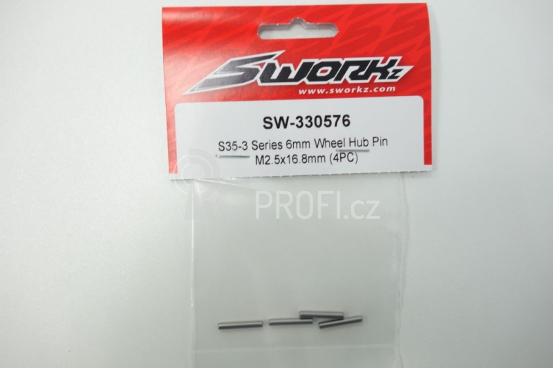 SWORKz ocelové čepy unašečů M2,5x16,8mm, 4 ks.