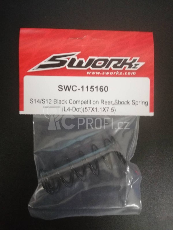SWORKz S14/S12 Competition černé pružiny olej. tlumičů, zadní L4, 57x1.1x7.5mm, 2 ks.