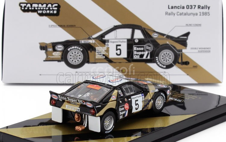 Tarmac Lancia 037 Grifone Esso N 5 Winner Rally Catalunia 1985 Fabrizio Tabaton - Luciano Tedeschini 1:64 Zlatá Černá