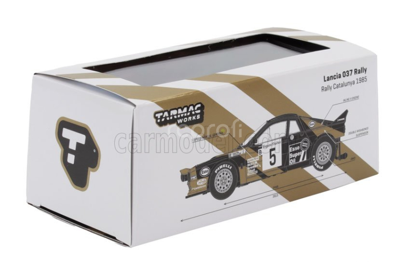 Tarmac Lancia 037 Grifone Esso N 5 Winner Rally Catalunia 1985 Fabrizio Tabaton - Luciano Tedeschini 1:64 Zlatá Černá