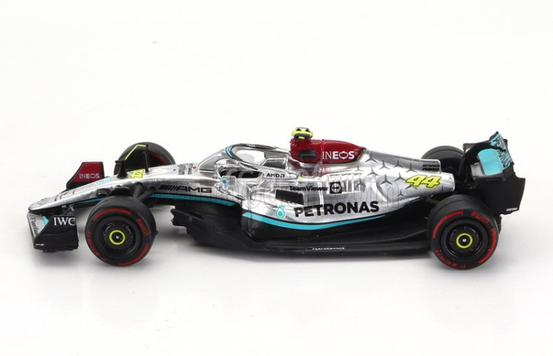 Tarmac Mercedes gp F1 W13e Team Mercedes-amg Petronas F1 N 44 2nd Brazilian Gp 2022 Lewis Hamilton 1:64 Stříbrná Zelená