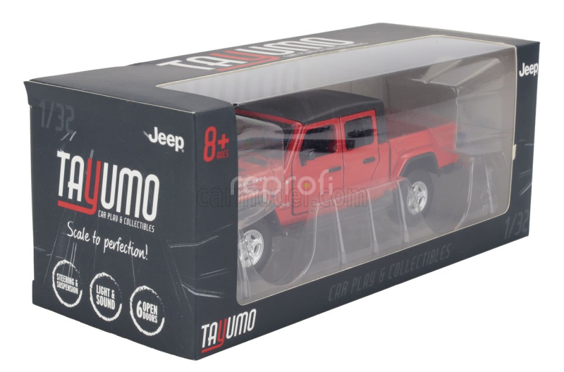 Tayumo Jeep Gladiator Pick-up Truck Rubicon 2020 1:32 Červená Černá