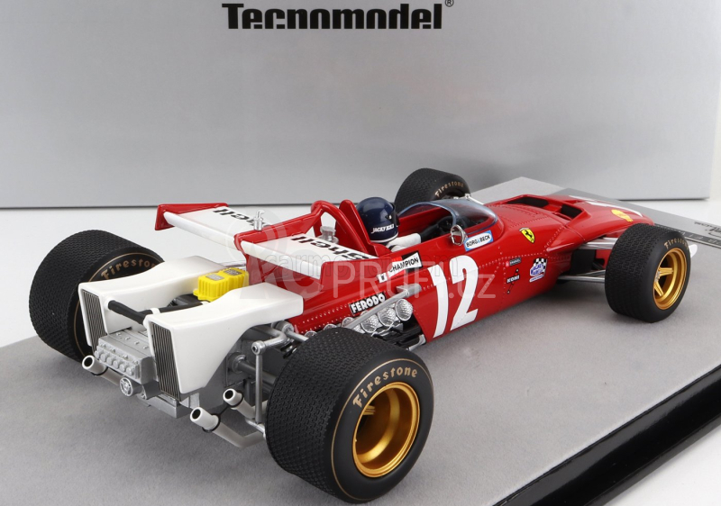 Tecnomodel Ferrari F1  312b N 12 Winner Austria Gp  (with Pilot Figure) 1970 Jacky Ickx 1:18 Červená Bílá