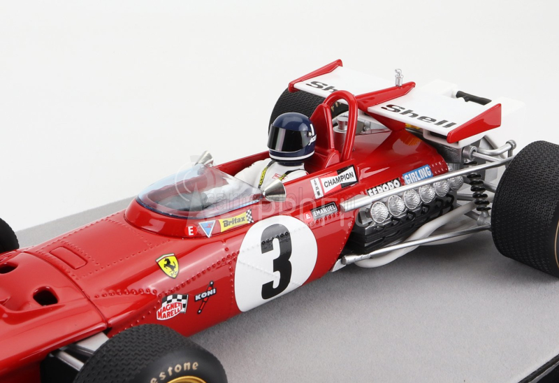 Tecnomodel Ferrari F1  312b N 3 Winner Mexico Gp  (with Pilot Figure) 1970 Jacky Ickx 1:18 Červená Bílá