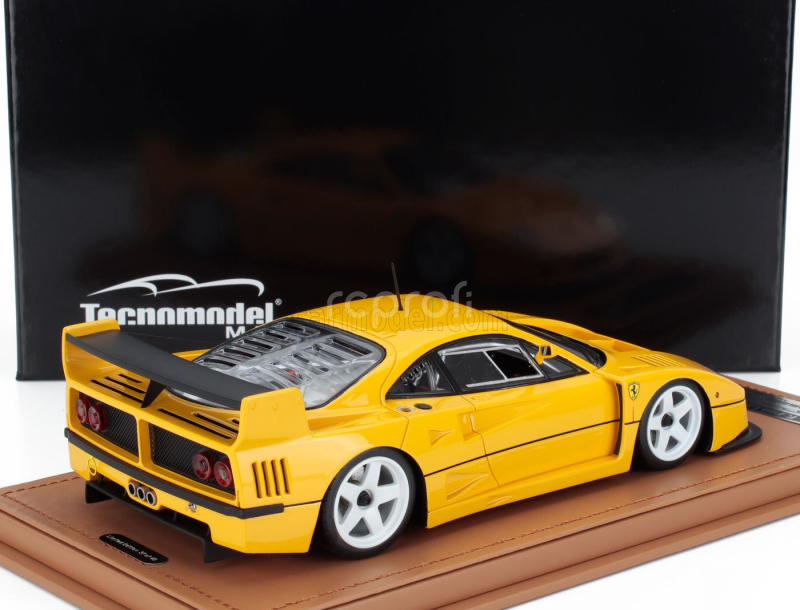 Tecnomodel Ferrari F40 Lm Press Version 1996 - White Rims - Con Vetrina - With Showcase 1:18 Giallo Modena - Žlutá