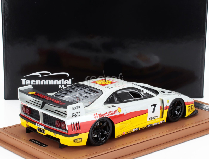 Tecnomodel Ferrari F40 Lm Team Shell N 7 Rendering Edition 1996 - Black Rims - Con Vetrina - With Showcase 1:18 Bílá Žlutá Červená