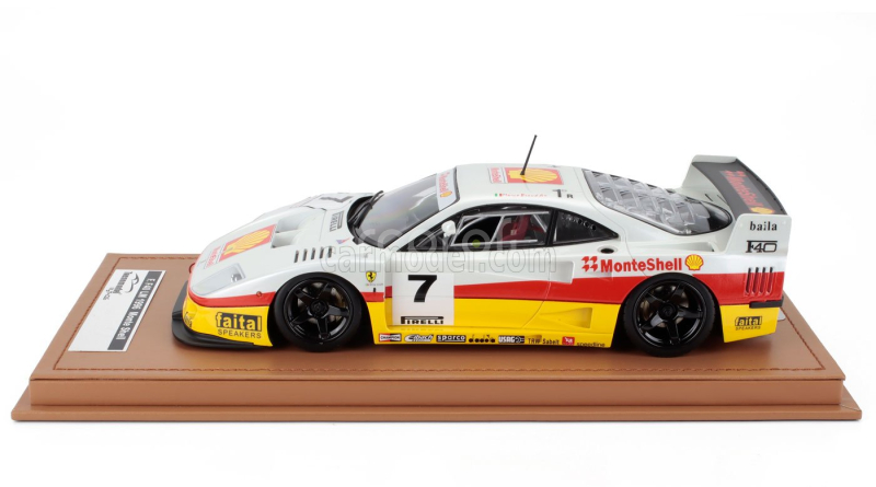 Tecnomodel Ferrari F40 Lm Team Shell N 7 Rendering Edition 1996 - Black Rims - Con Vetrina - With Showcase 1:18 Bílá Žlutá Červená