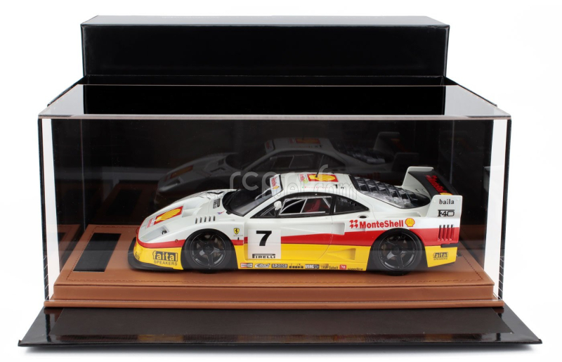 Tecnomodel Ferrari F40 Lm Team Shell N 7 Rendering Edition 1996 - Black Rims - Con Vetrina - With Showcase 1:18 Bílá Žlutá Červená